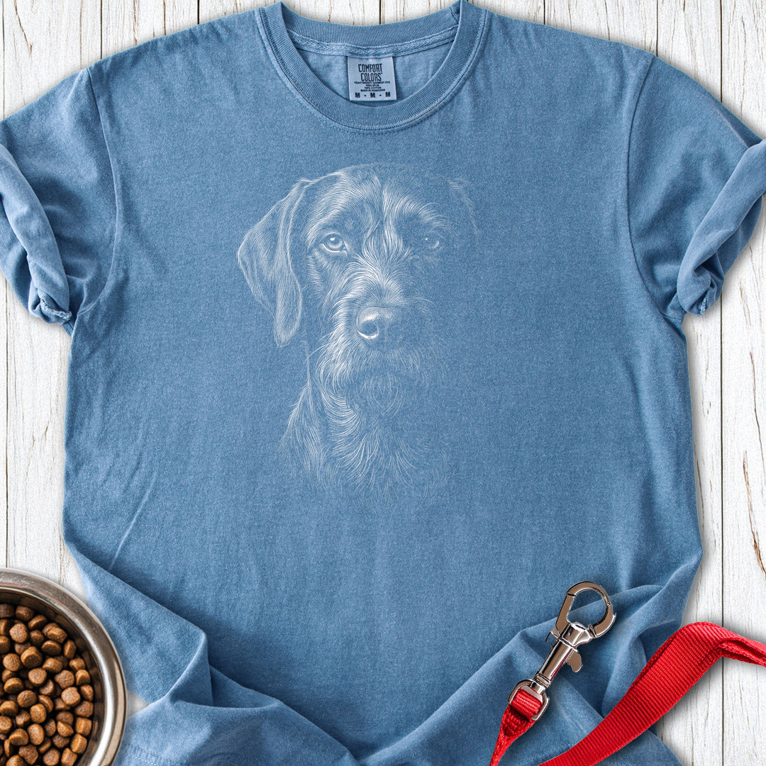 German Wirehaired Pointer Engraved Premium Tee — Blue Jean