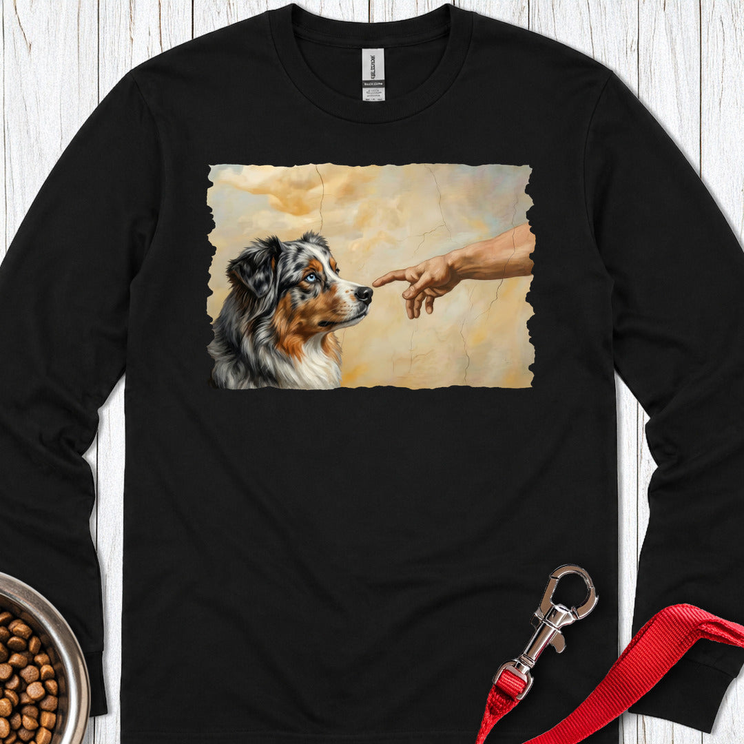 God Creates Australian Shepherd Long Sleeve — Black