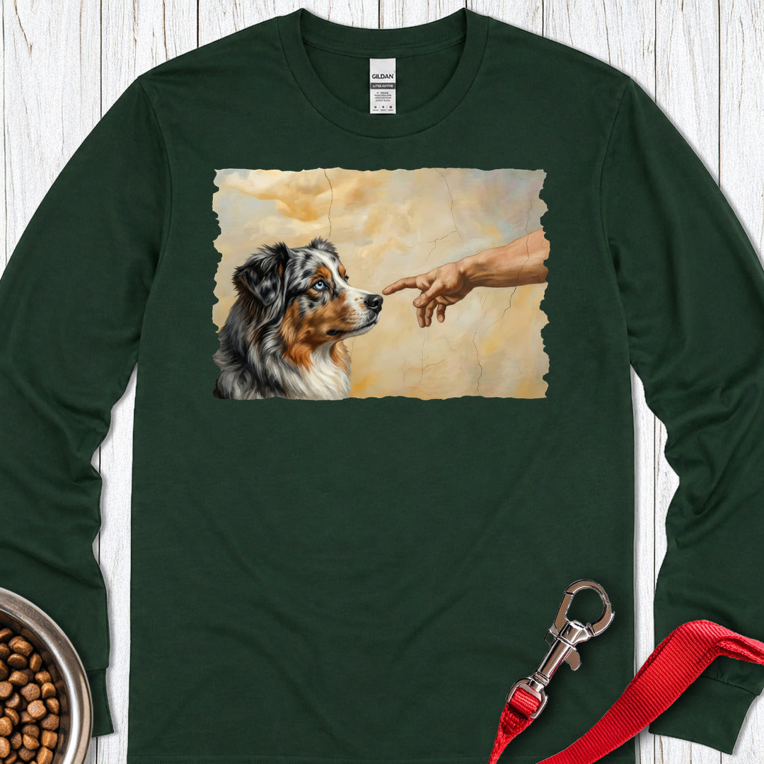 God Creates Australian Shepherd Long Sleeve — Forest Green