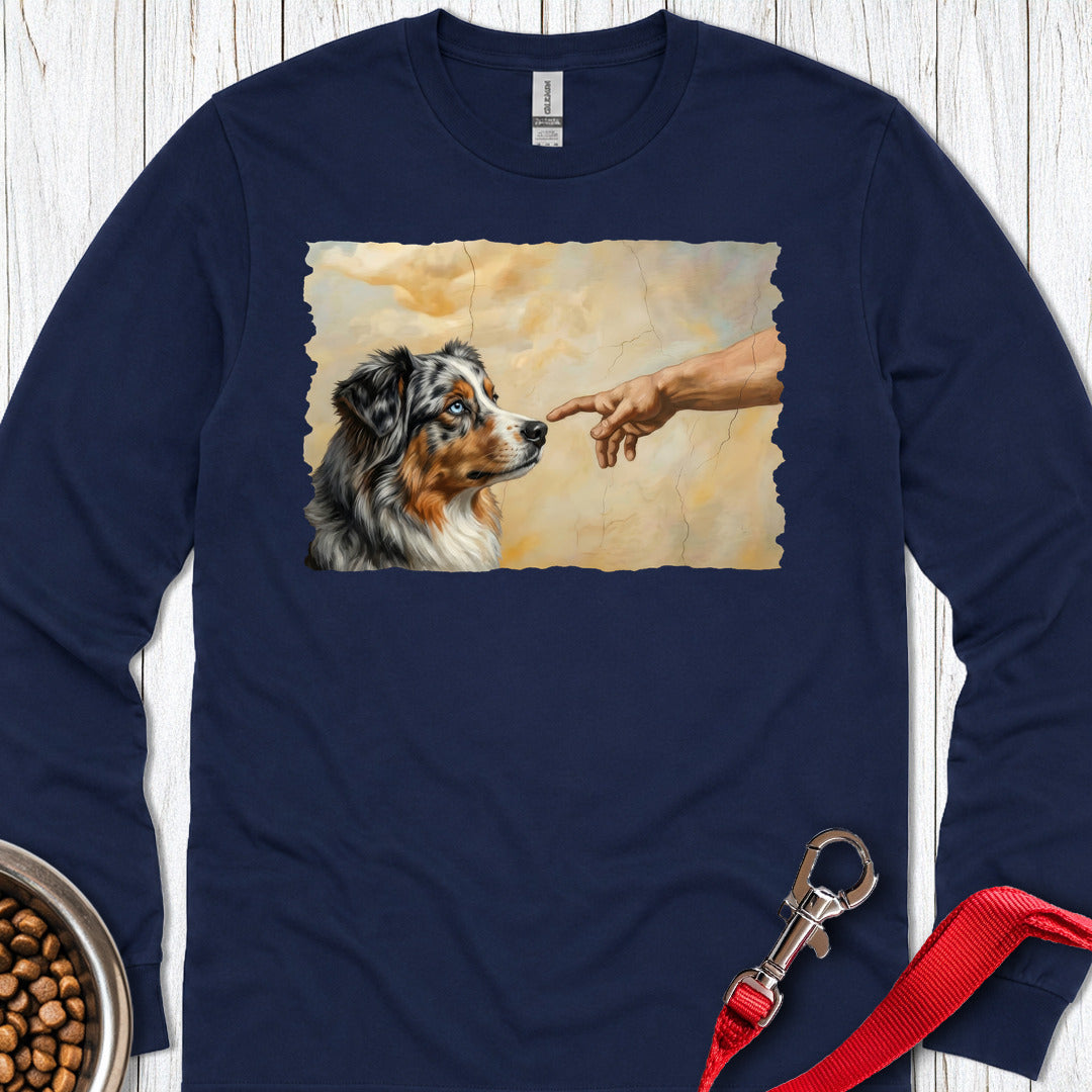 God Creates Australian Shepherd Long Sleeve — Navy