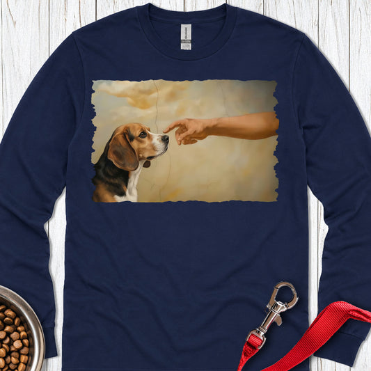 God Creates Beagle Long Sleeve — Navy