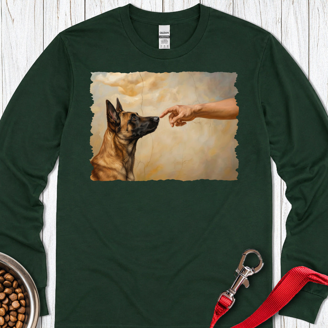 God Creates Belgian Malinois Long Sleeve — Forest Green