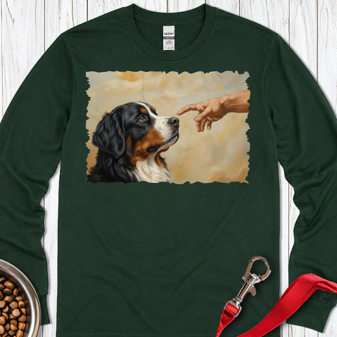 God Creates Bernese Mountain Dog Long Sleeve — Forest Green