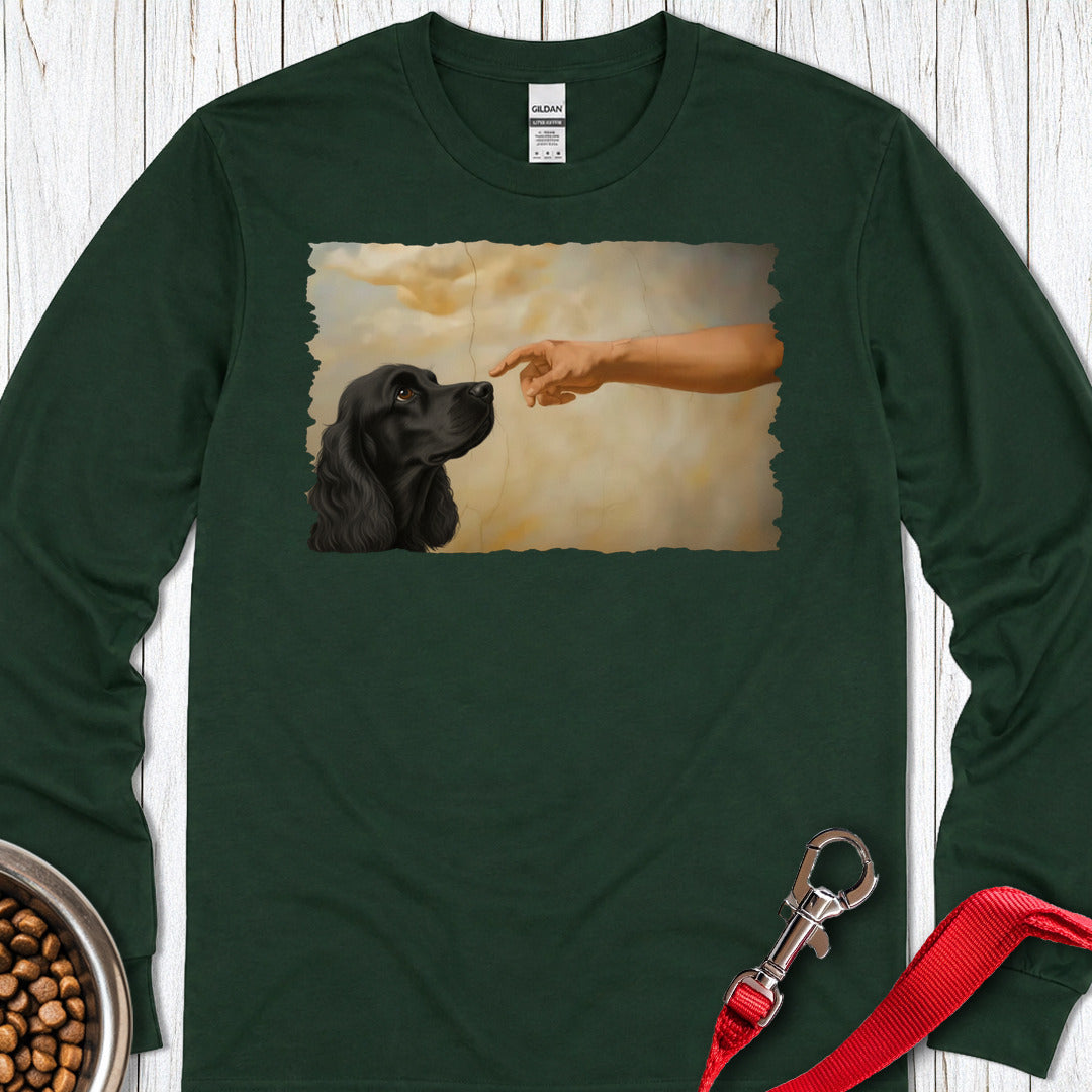 God Creates Black Cocker Spaniel Long Sleeve — Forest Green