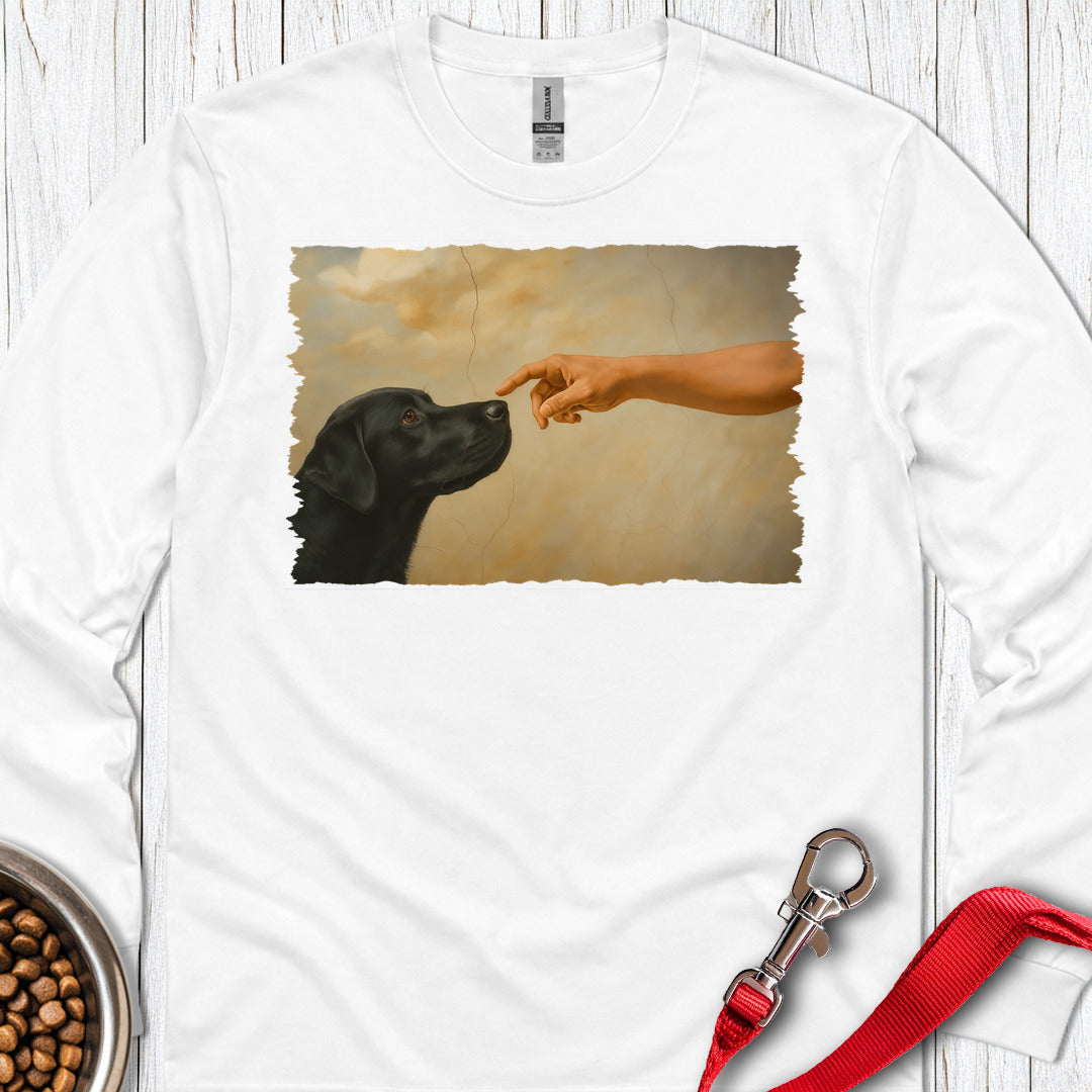 God Creates Black Lab Long Sleeve — White