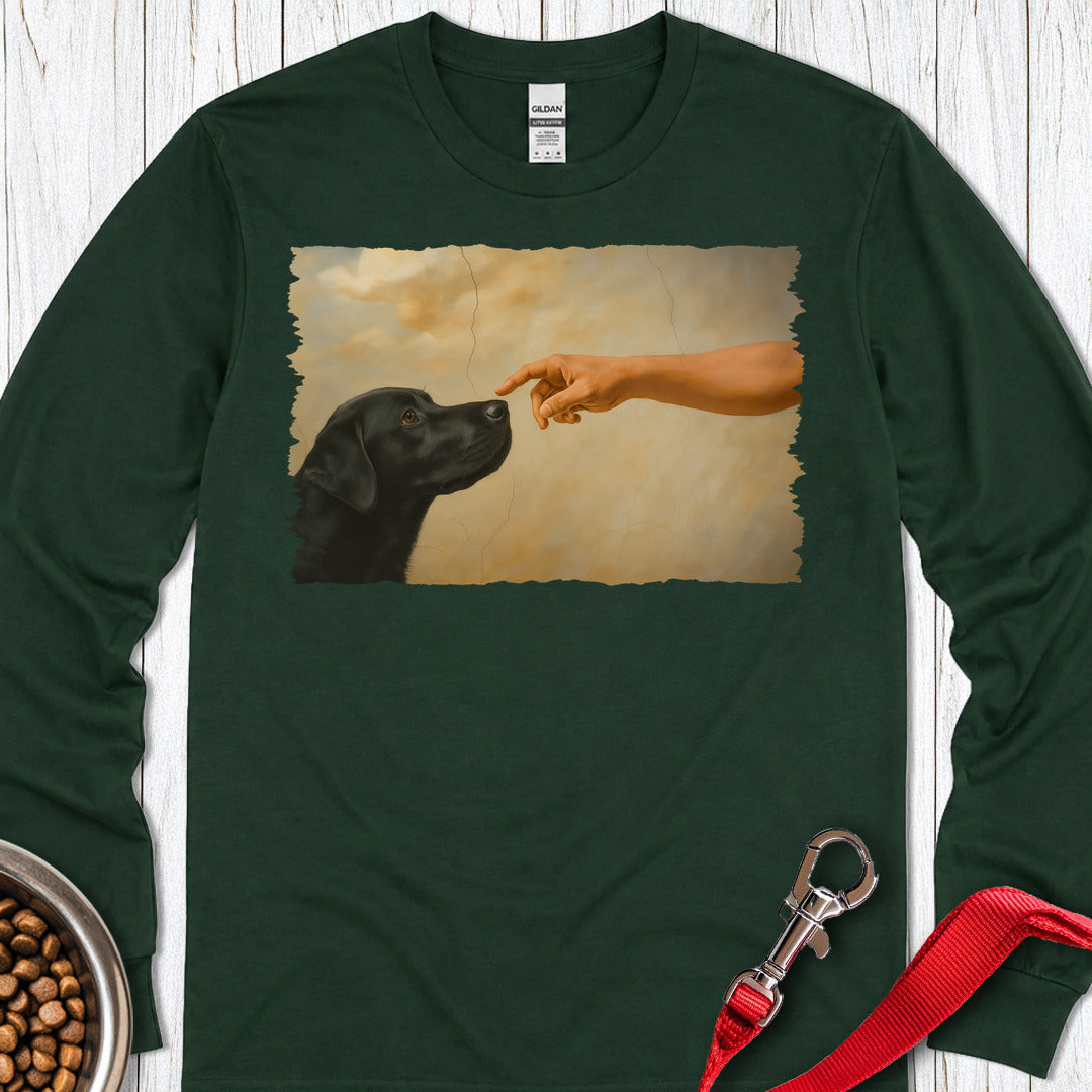 God Creates Black Labrador Long Sleeve — Forest Green
