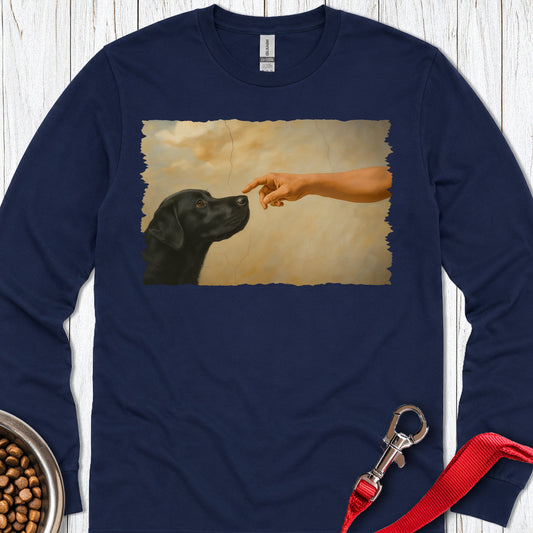 God Creates Black Labrador Long Sleeve — Navy
