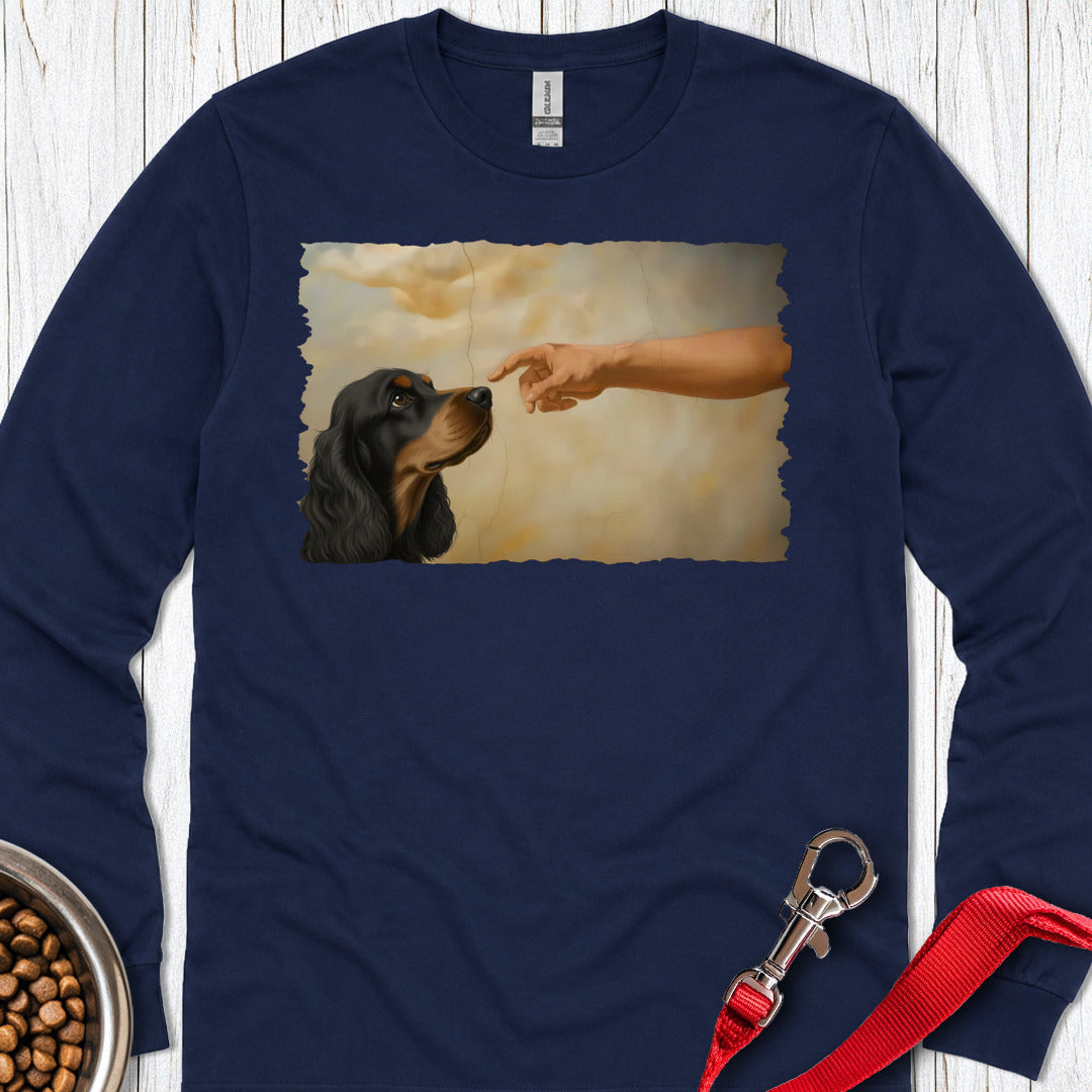 God Creates Black Tan Cocker Spaniel Long Sleeve — Navy