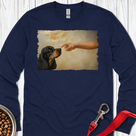 God Creates Black Tan Cocker Spaniel Long Sleeve — Navy