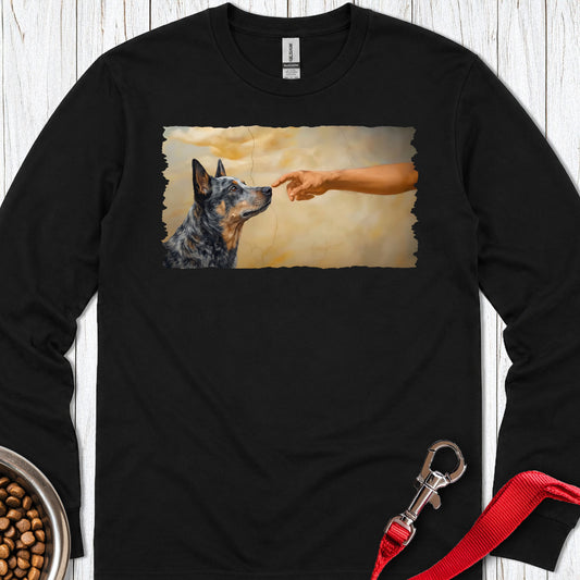 God Creates Blue Heeler Long Sleeve — Black