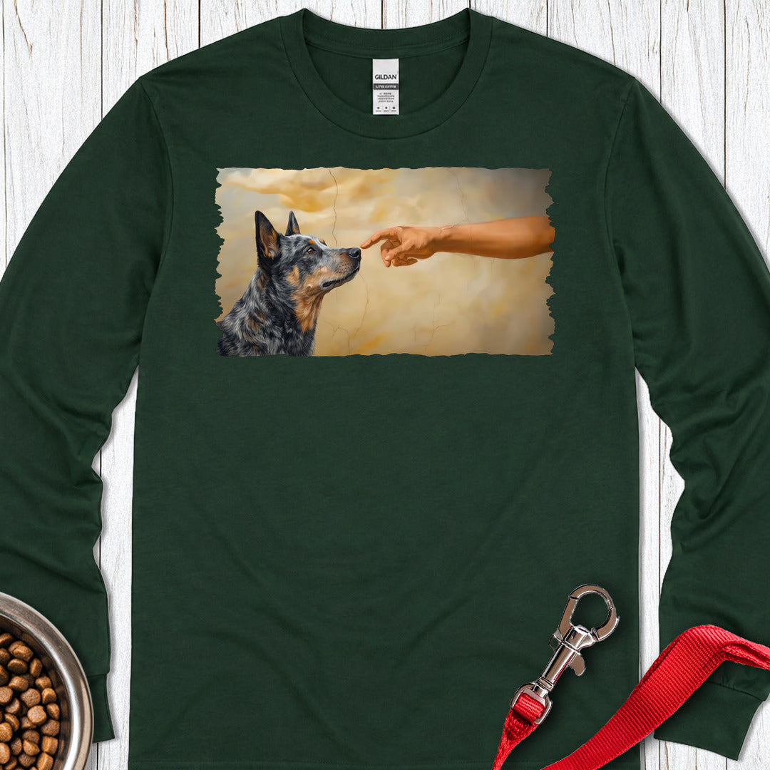 God Creates Blue Heeler Long Sleeve — Forest Green
