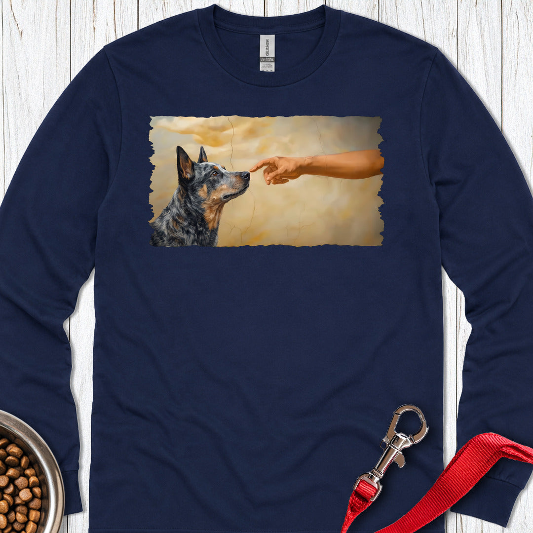 God Creates Blue Heeler Long Sleeve — Navy