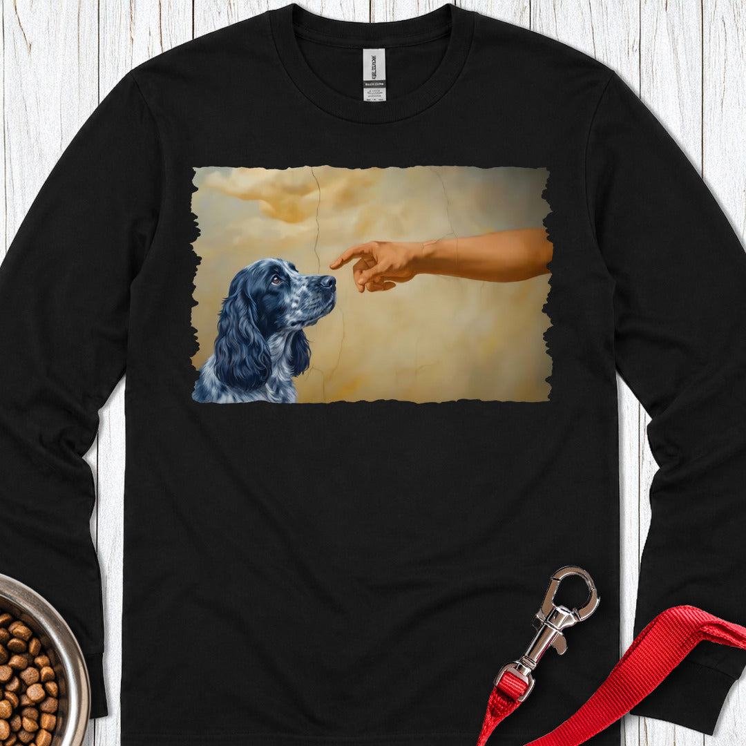 God Creates Blue Roan Cocker Spaniel Long Sleeve — Black