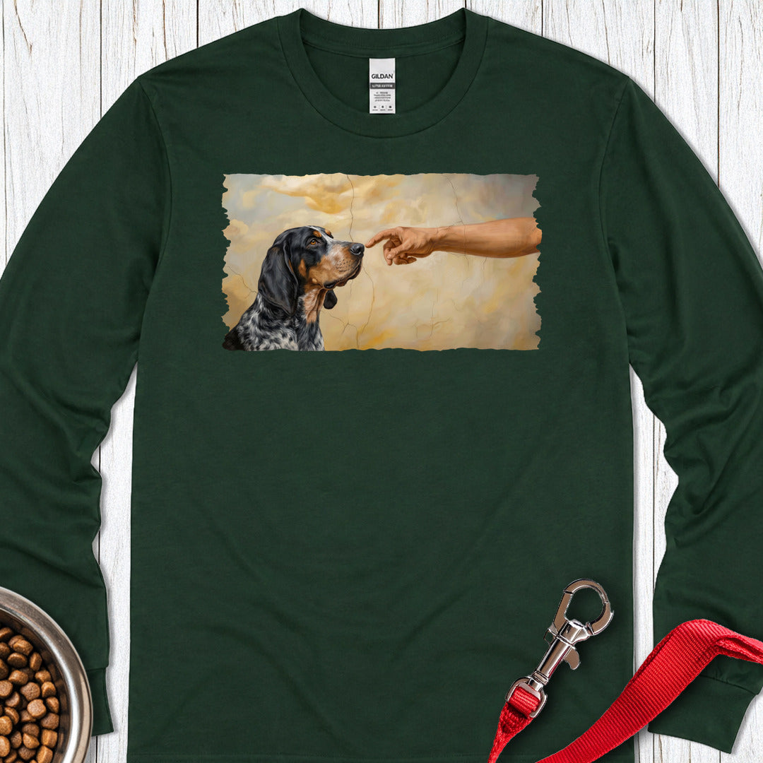 God Creates Bluetick Coonhound Long Sleeve — Forest Green