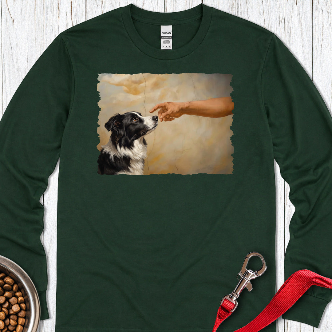God Creates Border Collie Long Sleeve — Forest Green