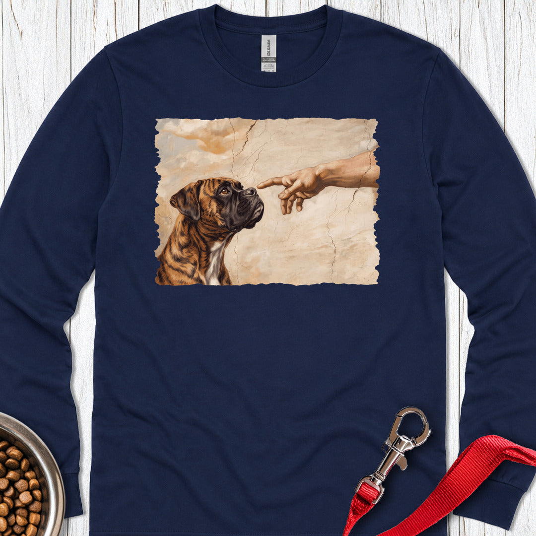 God Creates Brindle Boxer Long Sleeve Navy