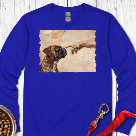 God Creates Brindle Boxer Long Sleeve — Royal