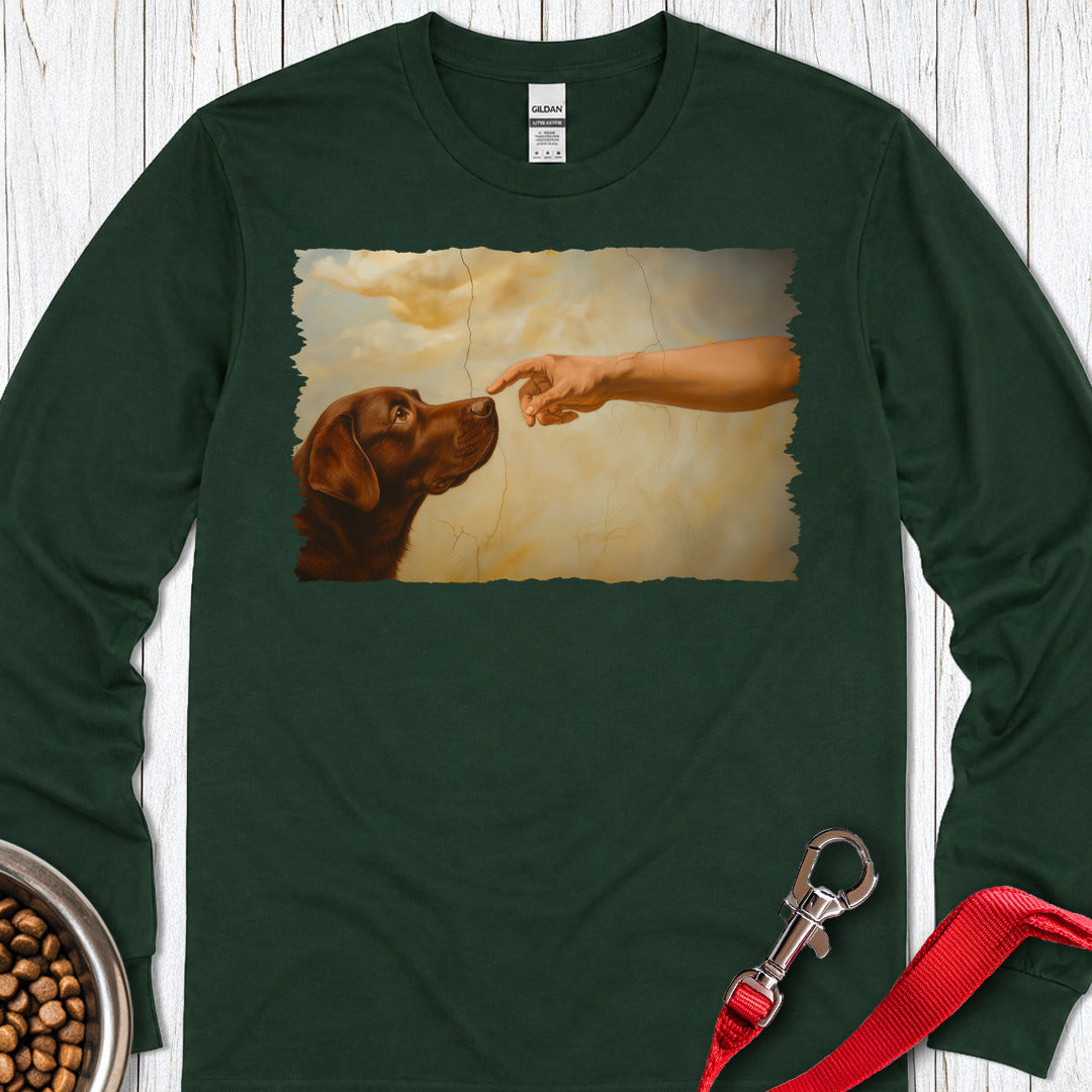 God Creates Chocolate Labrador Long Sleeve — Forest Green
