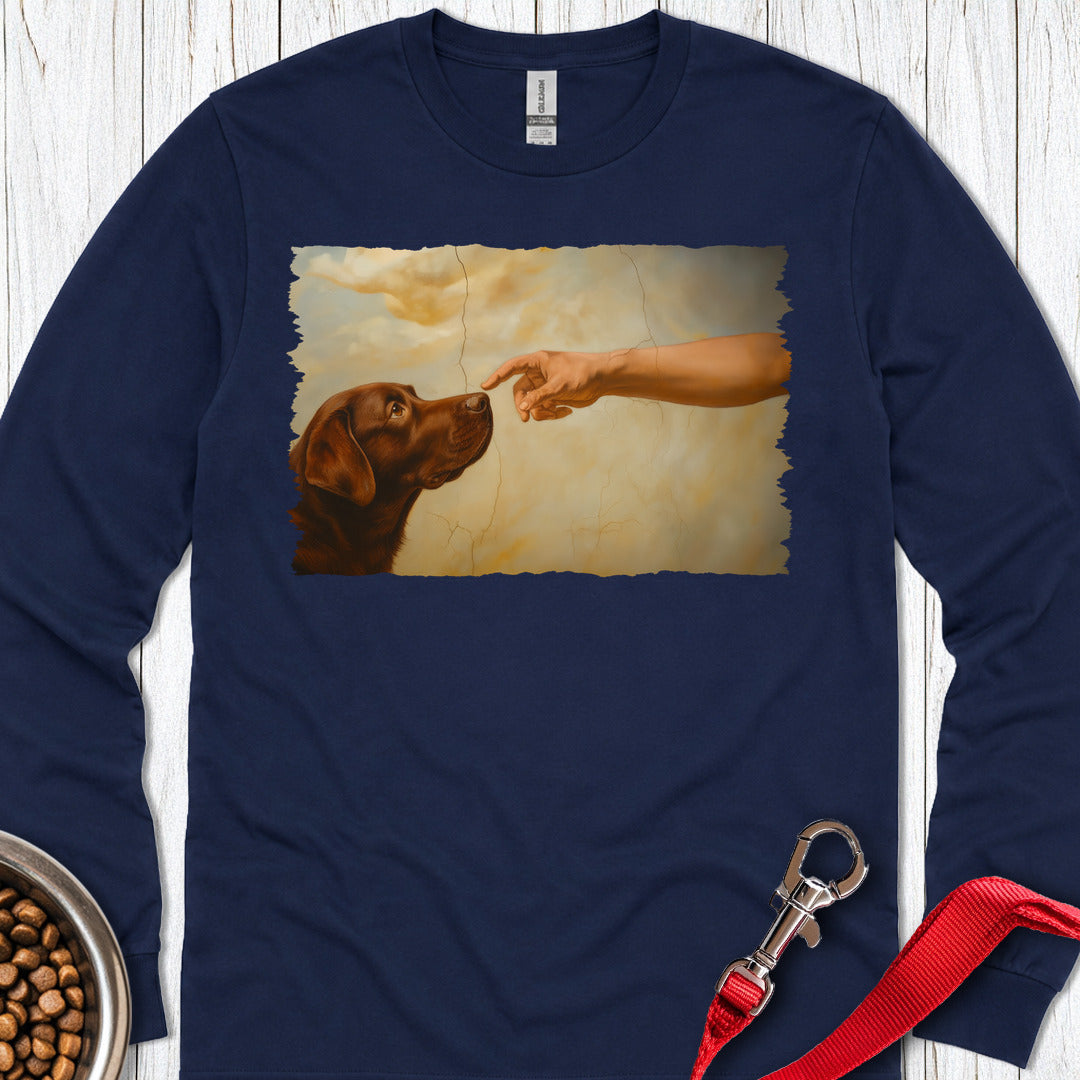 God Creates Chocolate Labrador Long Sleeve — Navy