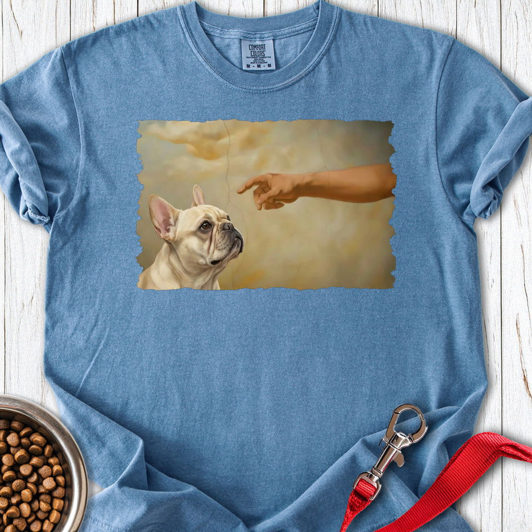 God Creates Cream French Bulldog Premium Tee Blue Jean