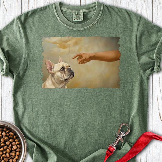 God Creates Cream French Bulldog Premium Tee Moss