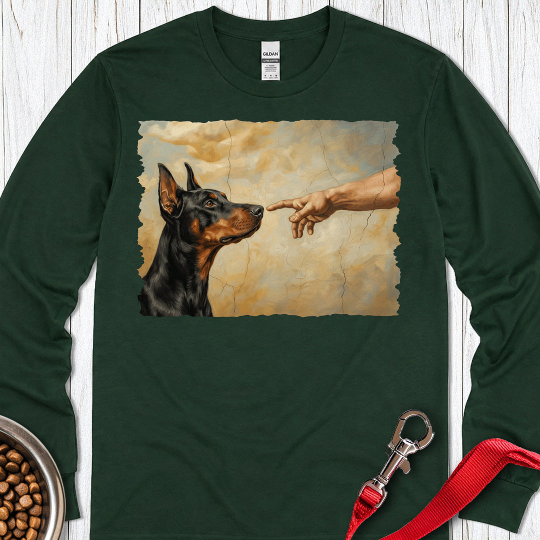 God Creates Doberman Pinscher Long Sleeve — Forest Green