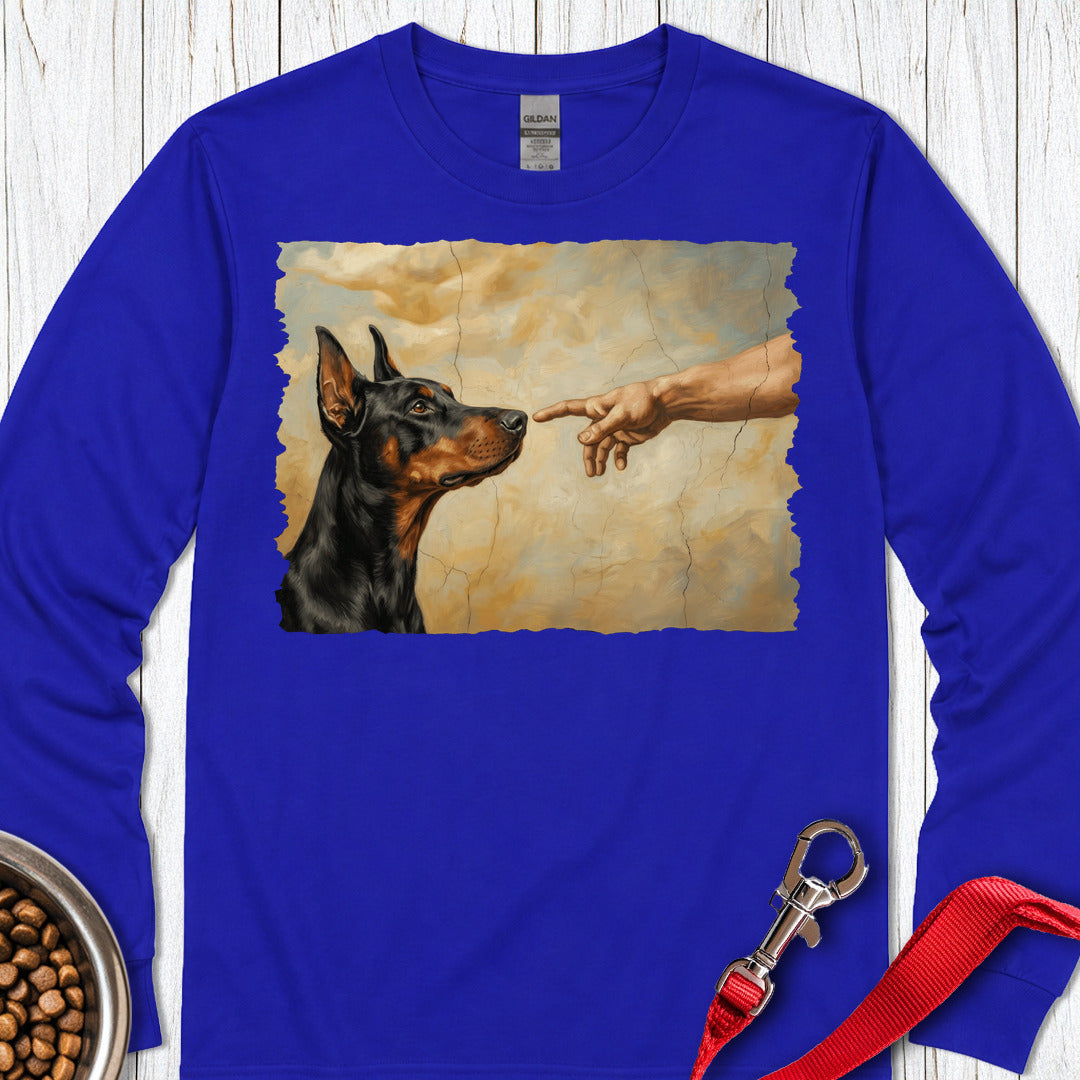 God Creates Doberman Pinscher Long Sleeve — Royal