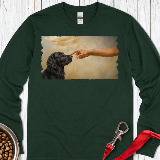 God Creates Flat-Coated Retriever Long Sleeve — Forest Green
