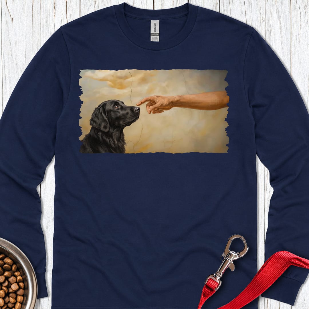 God Creates Flat-Coated Retriever Long Sleeve Navy
