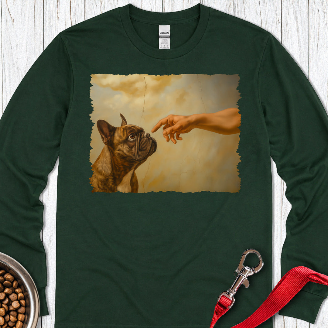 God Creates French Bulldog Long Sleeve — Forest Green