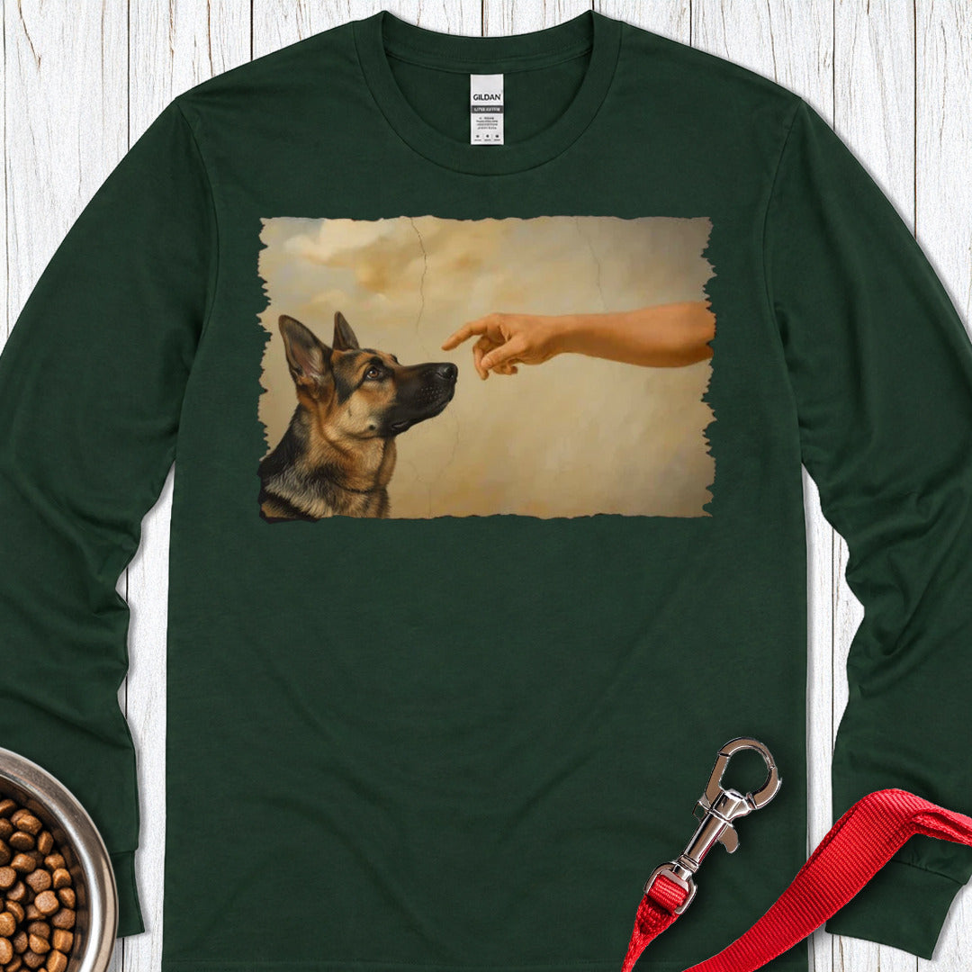God Creates German Shepherd Long Sleeve — Forest Green
