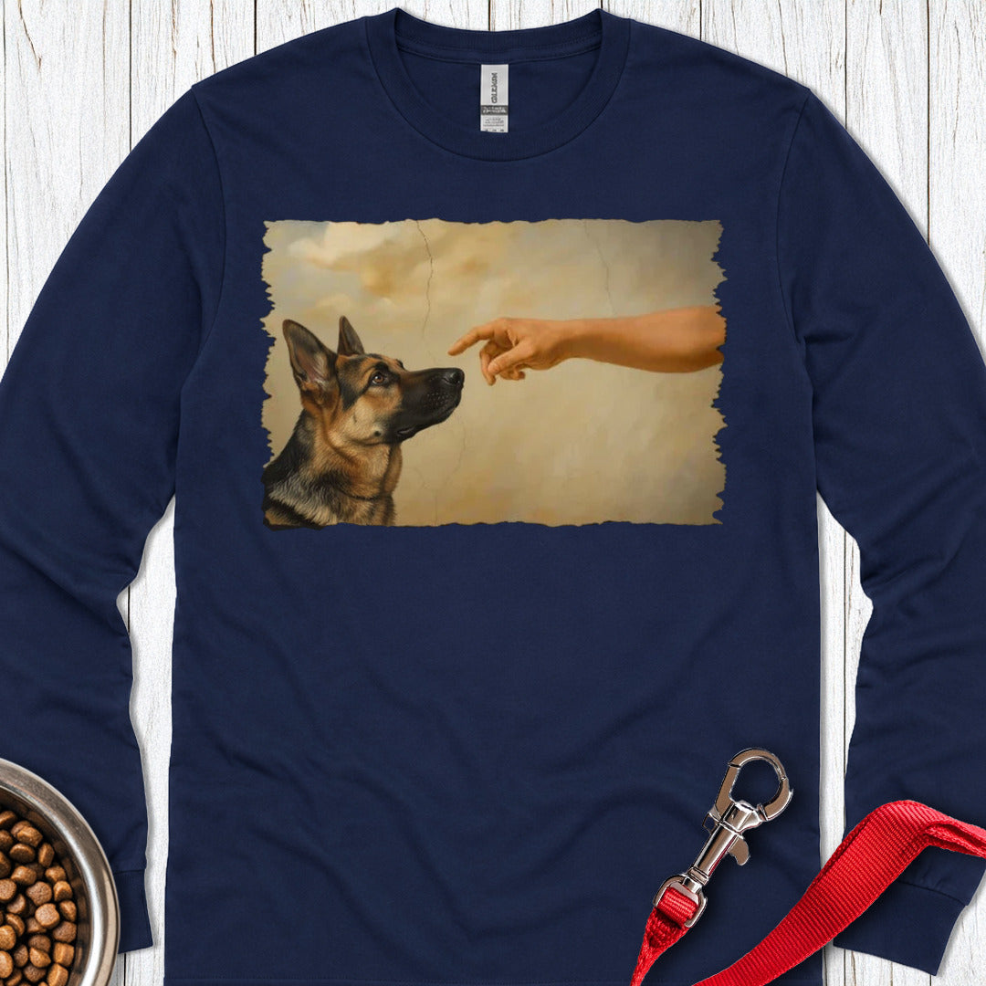 God Creates German Shepherd Long Sleeve — Navy