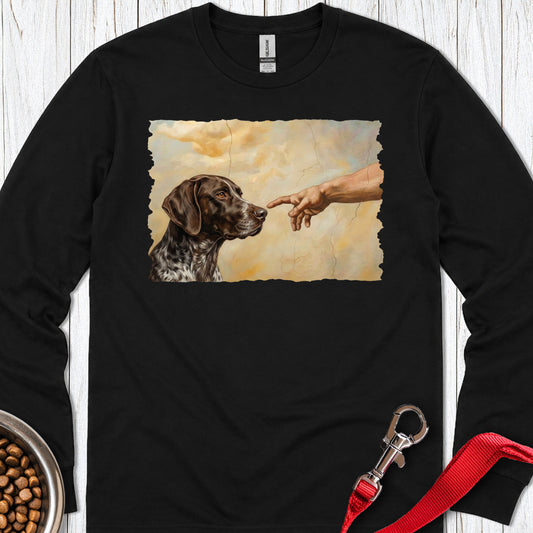 God Creates German Shorthaired Pointer Long Sleeve — Black