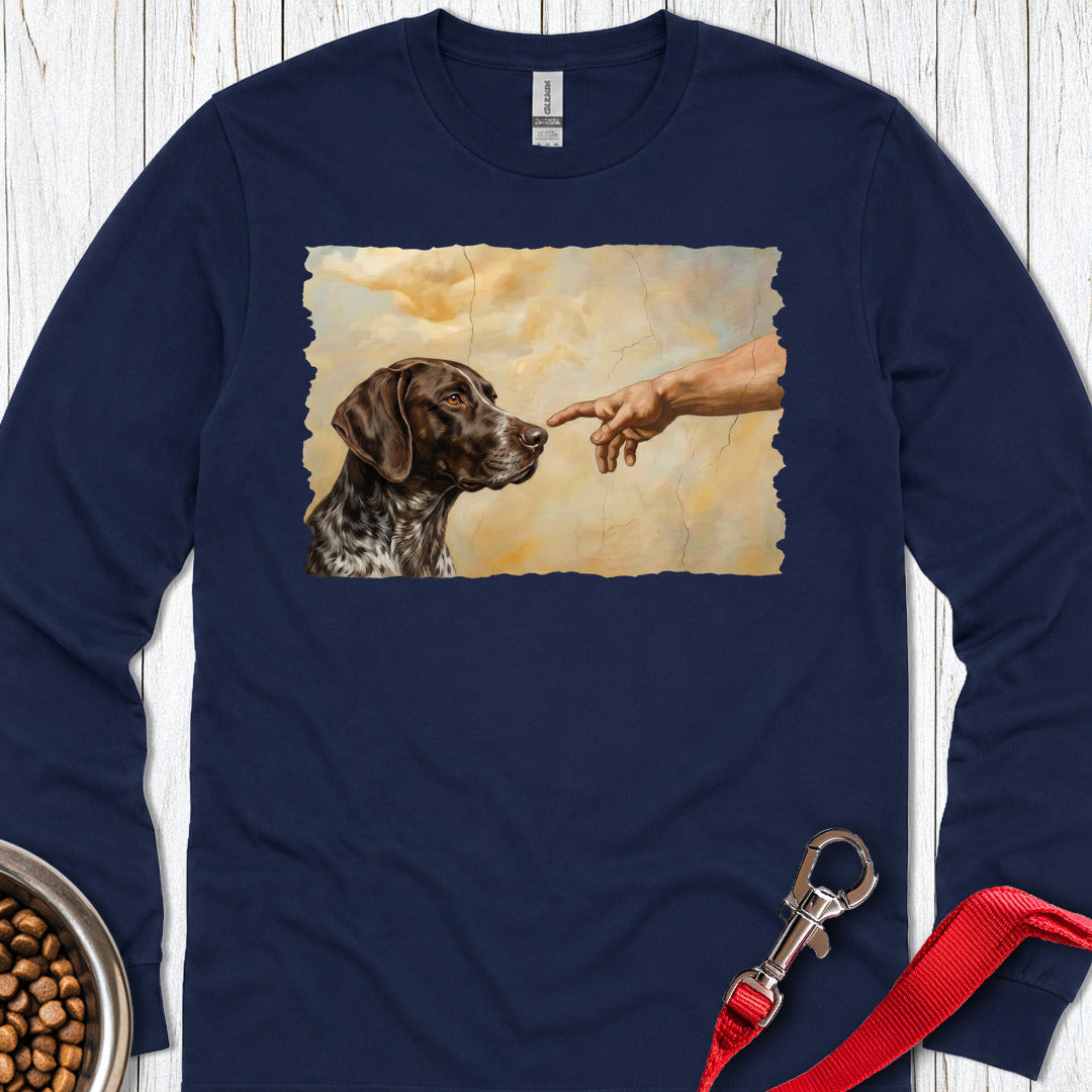God Creates German Shorthaired Pointer Long Sleeve — Navy