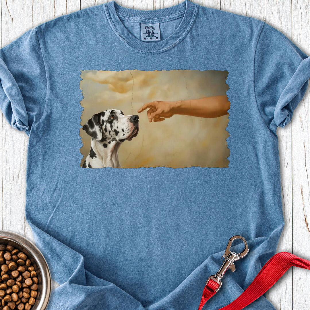 God Creates Harlequin Great Dane Premium Tee — Blue Jean