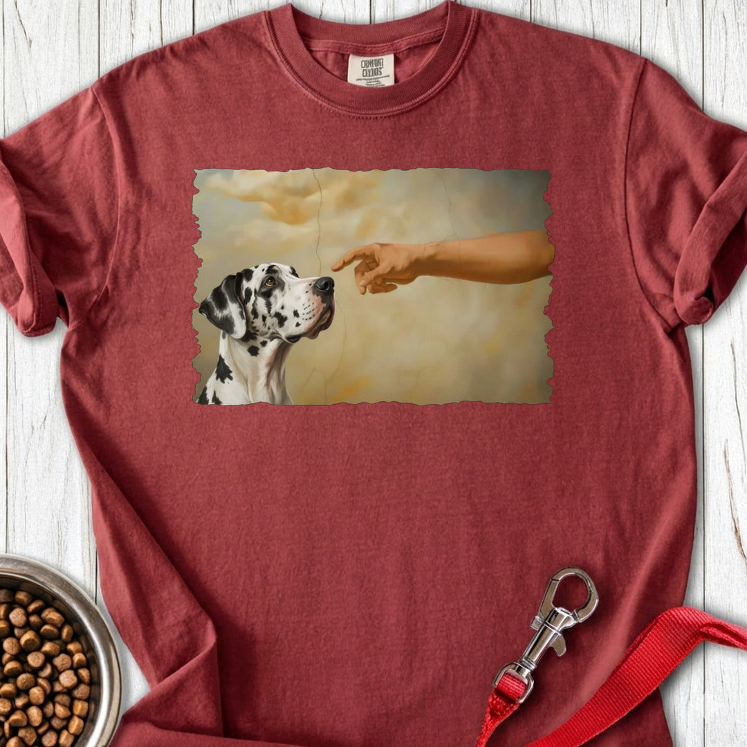 God Creates Harlequin Great Dane Premium Tee — Brick