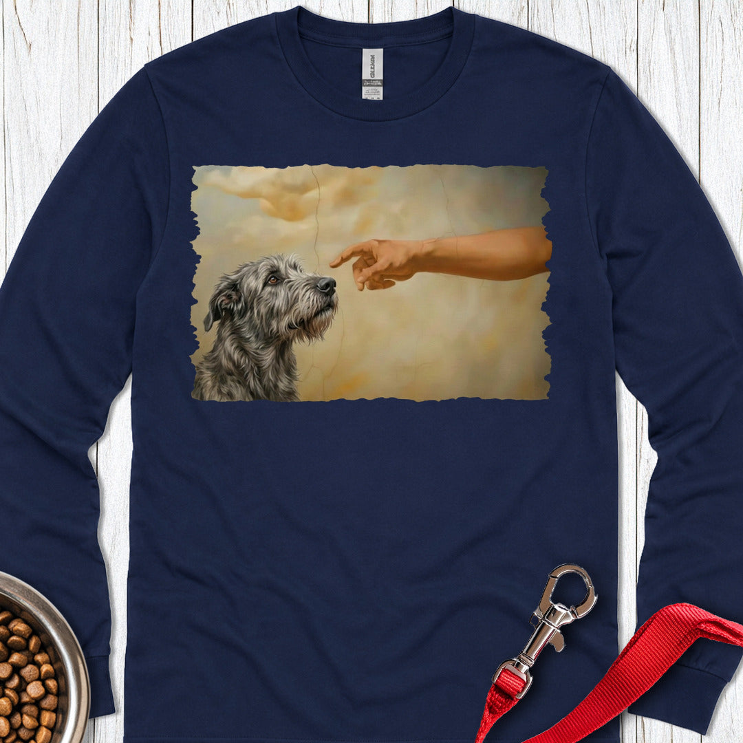 God Creates Irish Wolfhound Long Sleeve — Navy