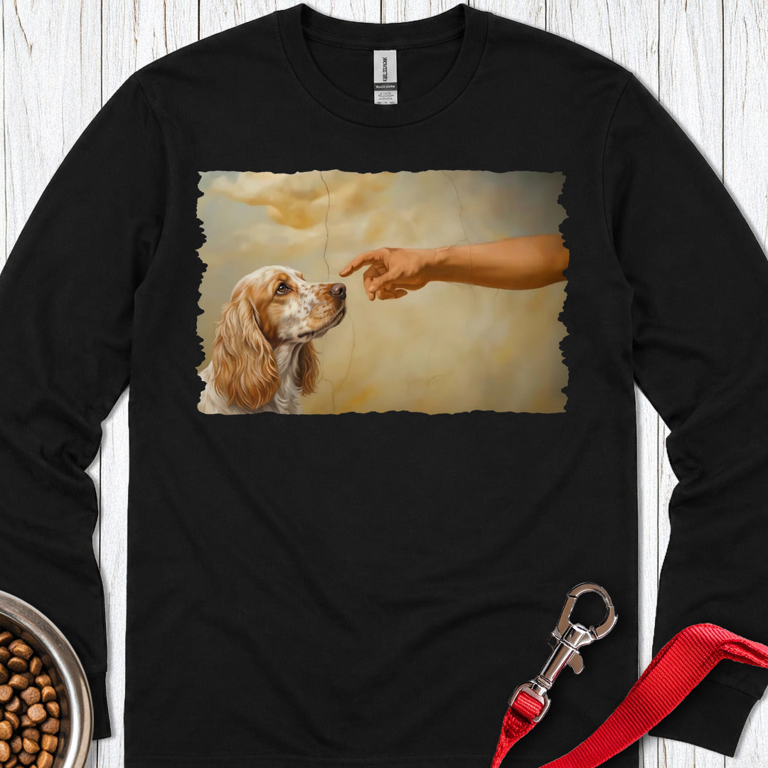 God Creates Lemon Roan Cocker Spaniel Long Sleeve — Black