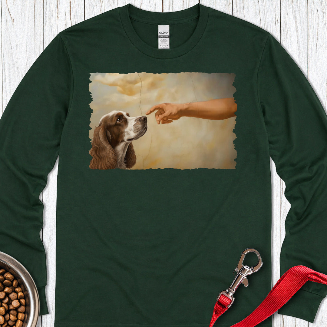 God Creates Orange White Cocker Spaniel Long Sleeve — Forest Green
