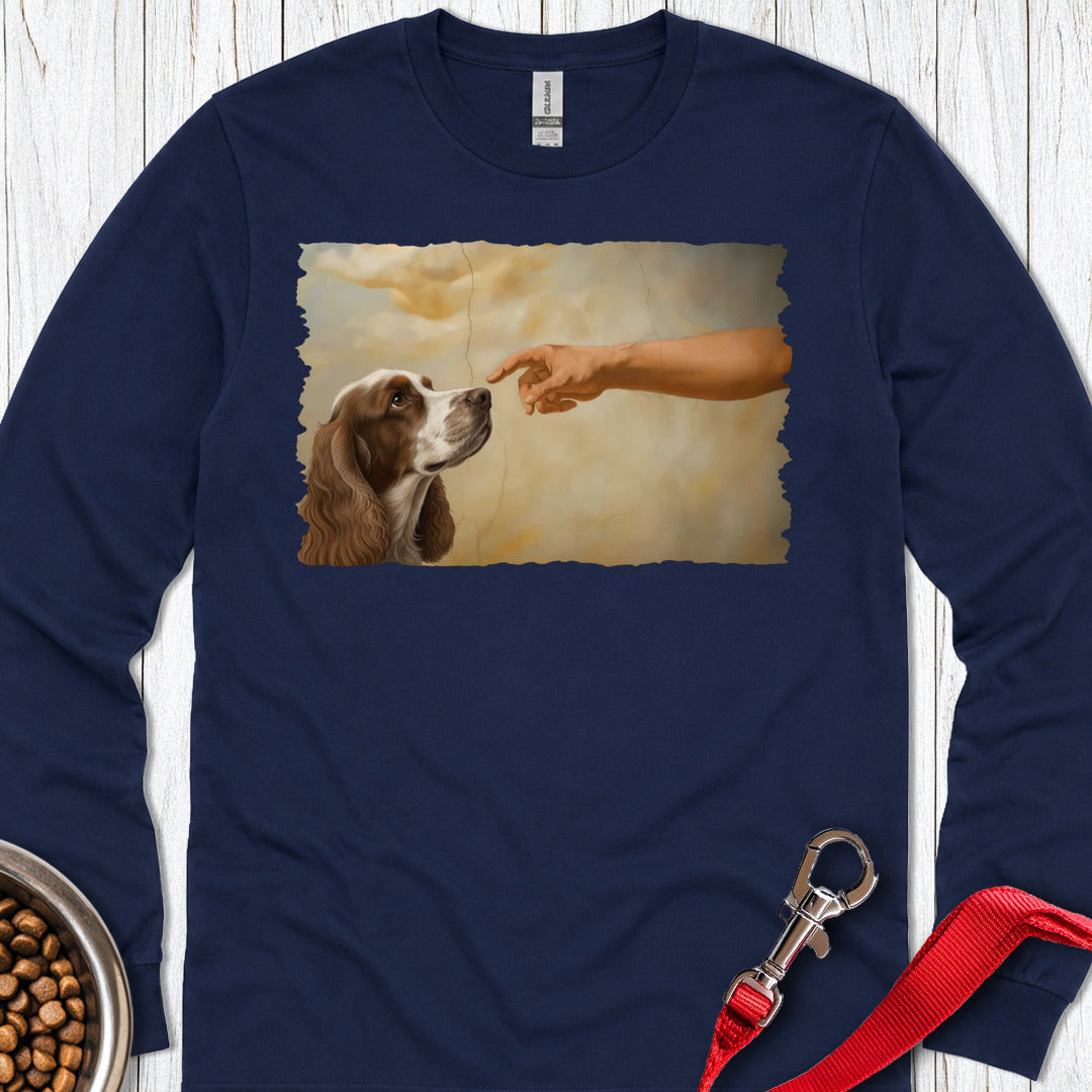 God Creates Orange White Cocker Spaniel Long Sleeve — Navy