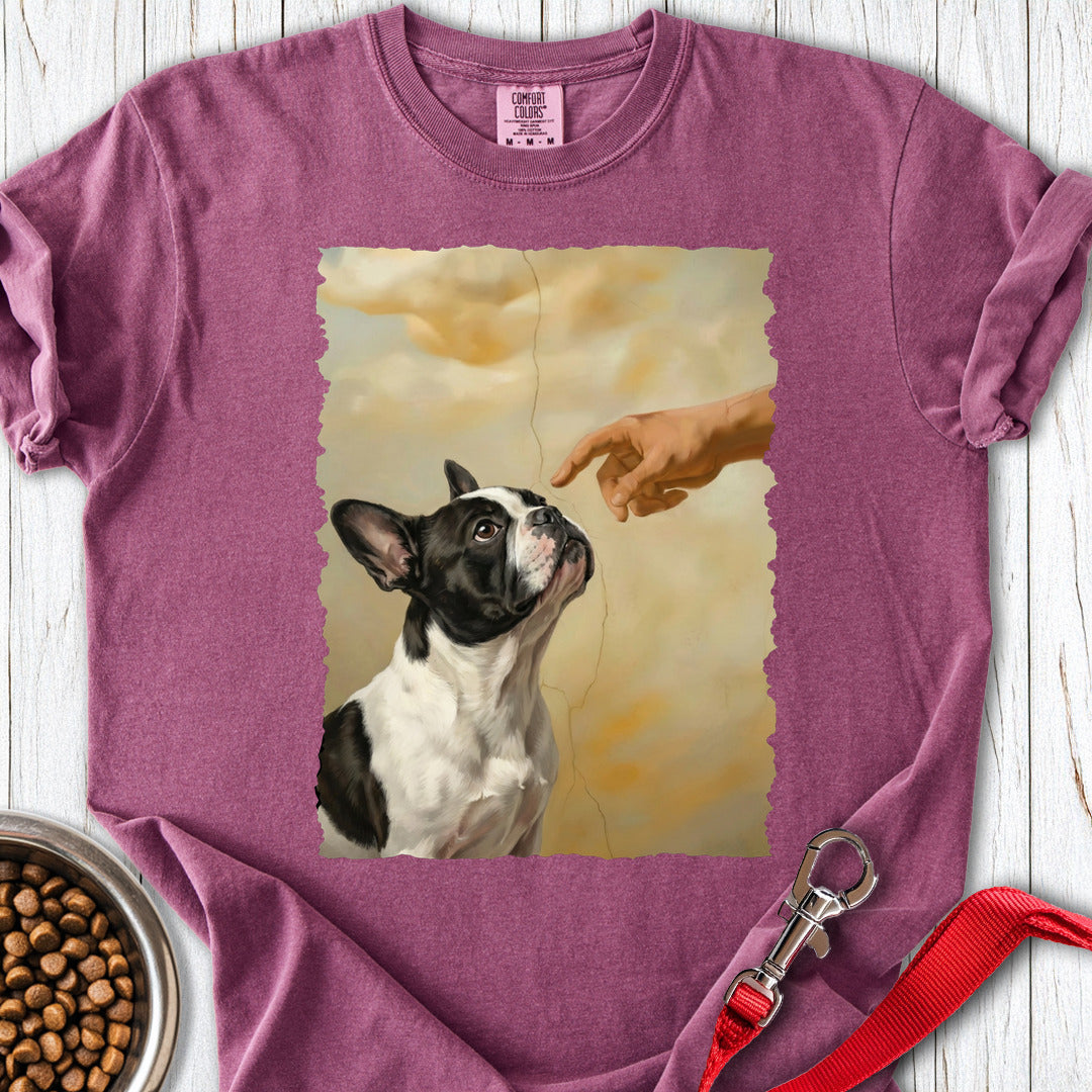 God Creates Piebald French Bulldog Premium Tee — Berry