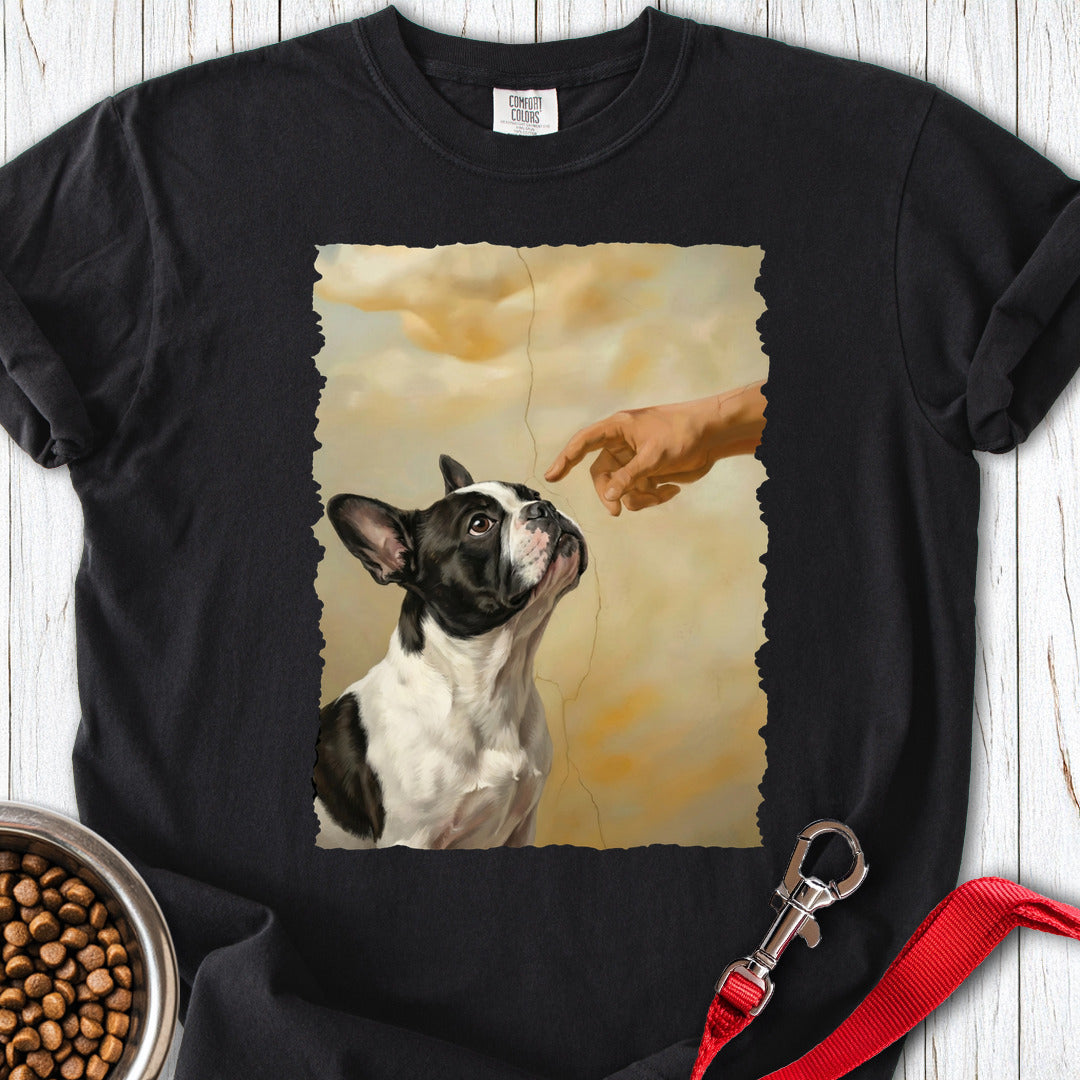 God Creates Piebald French Bulldog Premium Tee — Black