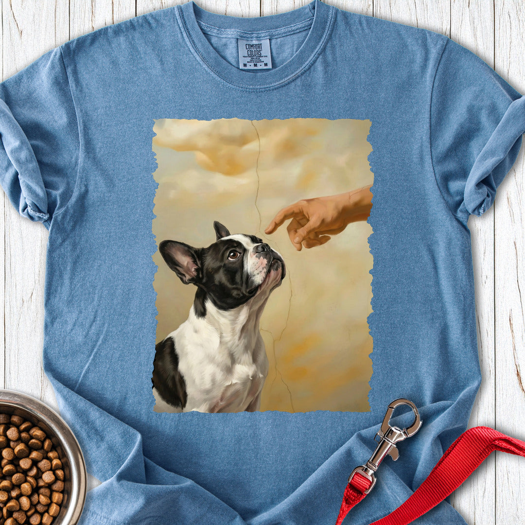 God Creates Piebald French Bulldog Premium Tee — Blue Jean