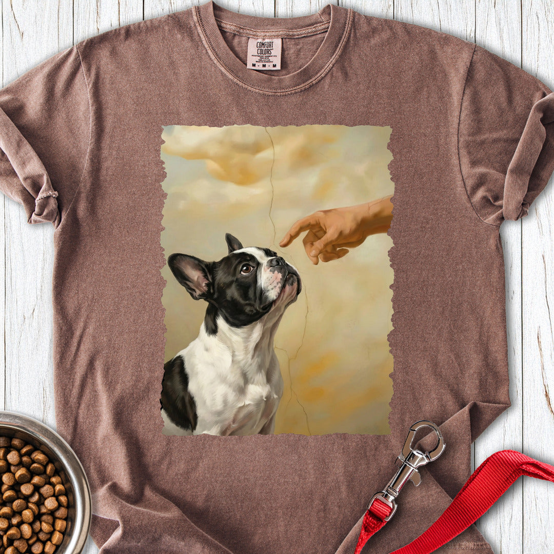 God Creates Piebald French Bulldog Premium Tee — Espresso