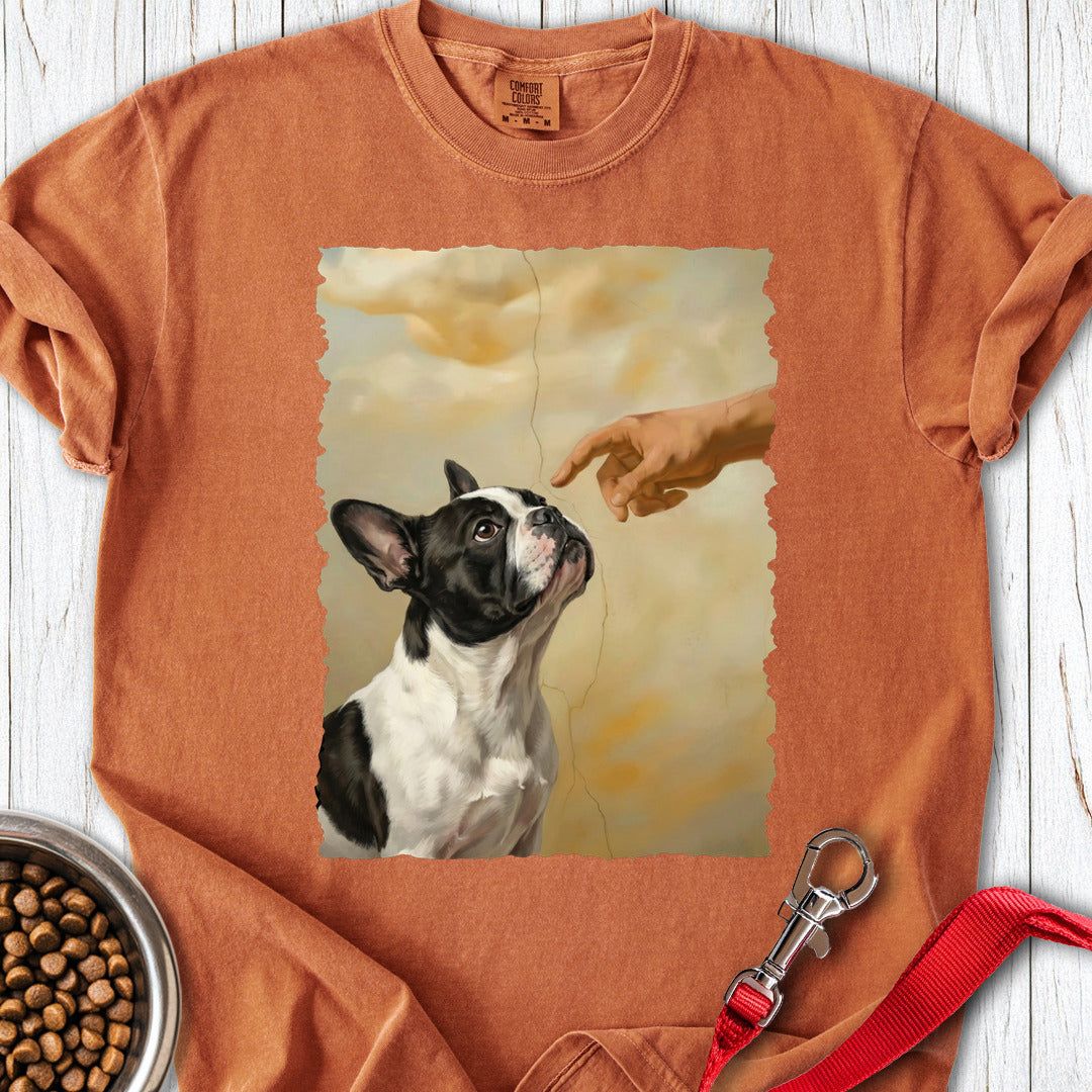 God Creates Piebald French Bulldog Premium Tee — Yam