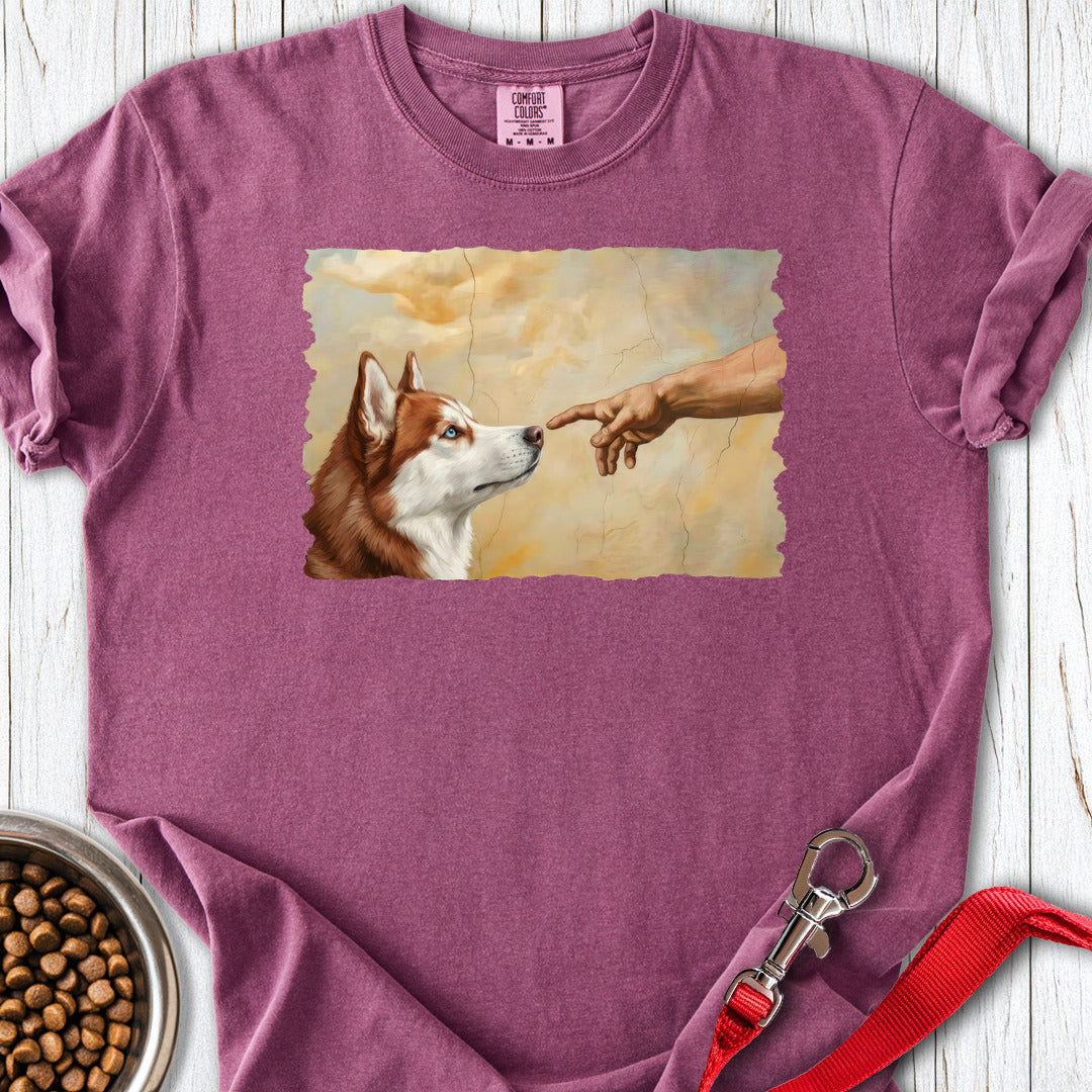 God Creates Red and White Husky Premium Tee Berry