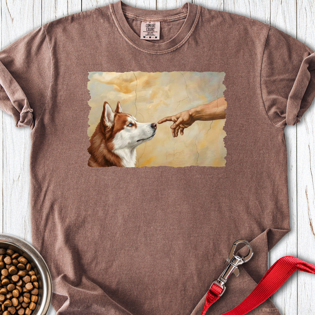 God Creates Red and White Husky Premium Tee Espresso