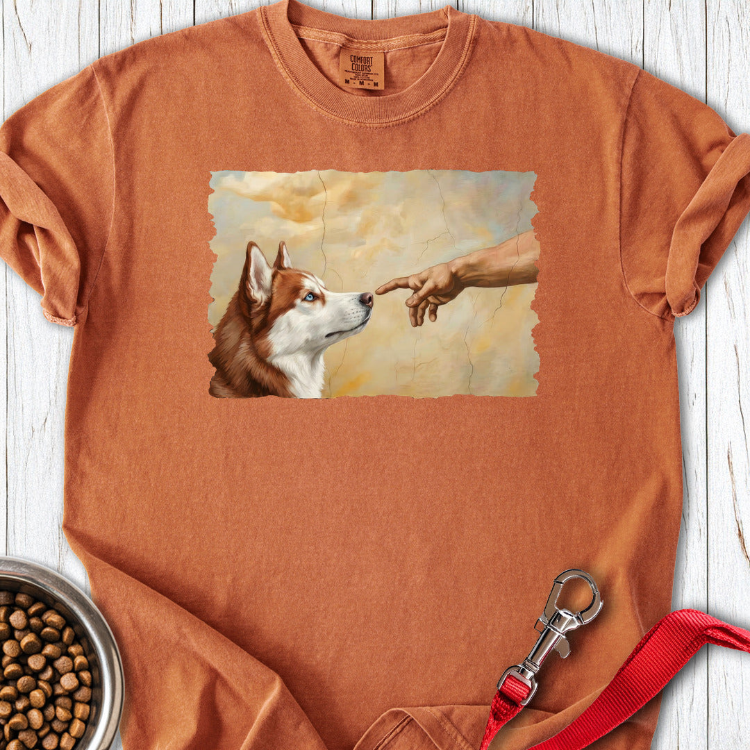 God Creates Red and White Husky Premium Tee Yam