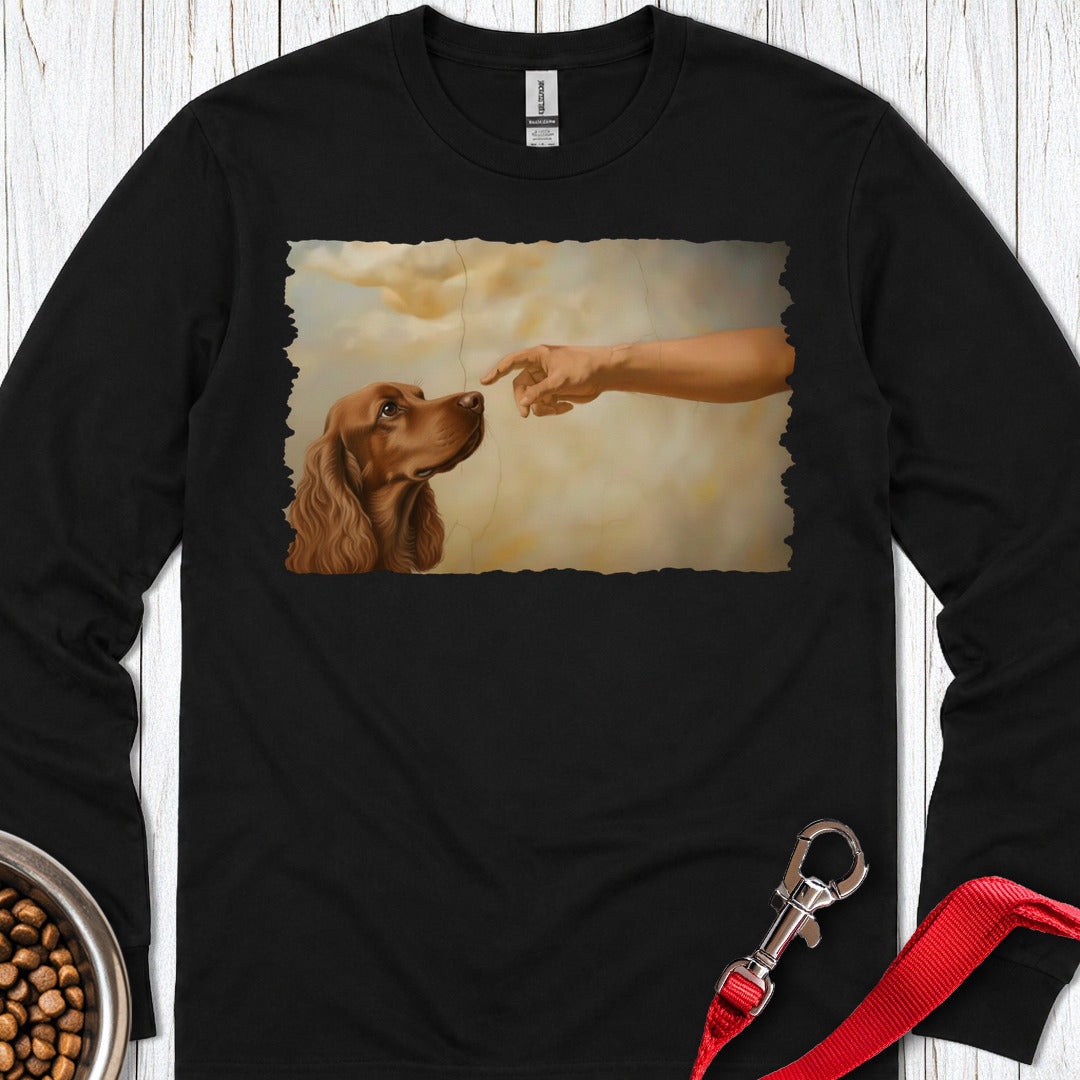 God Creates Red Cocker Spaniel Long Sleeve — Black