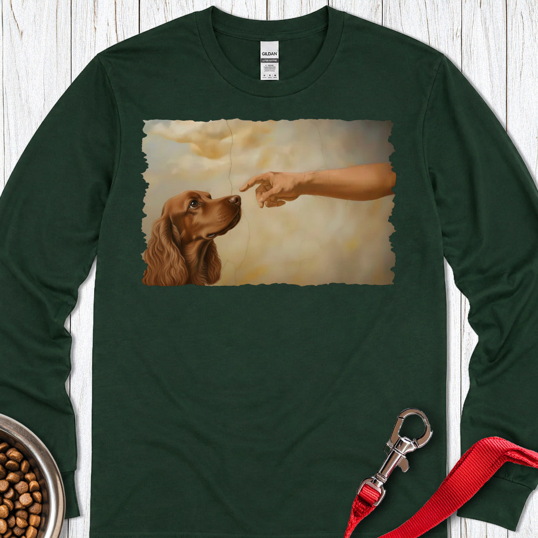 God Creates Red Cocker Spaniel Long Sleeve — Forest Green